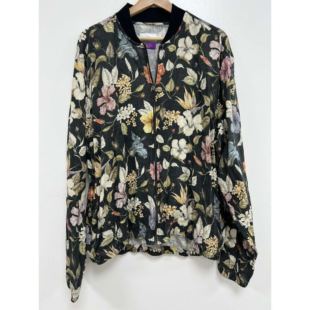 Onia Women Jacket Long Sleeve Linen Full-Zip Floral Multicolor Size XL A000664